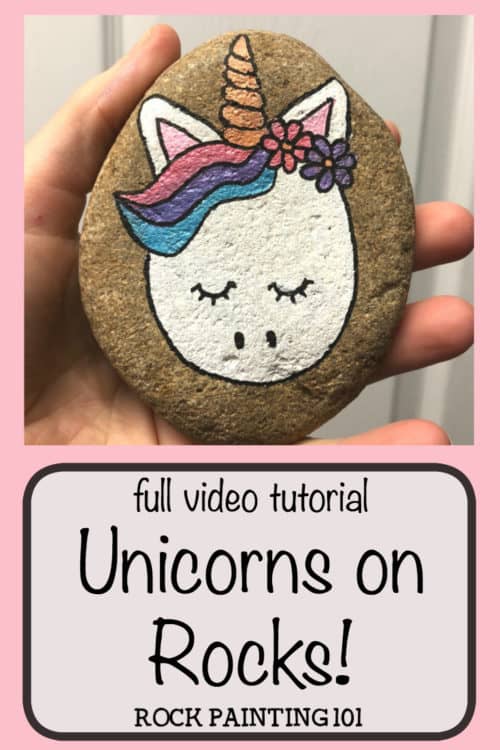 Unicorn rocks. How to draw a unicorn on a rock. Step by step instructions for this fun rock painting project! #unicornrocks #howtodrawaunicorn #animalrocks #rockpainting #stonepainting #paintedrocks #rockpainting101