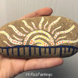 These sunset rocks are created using the dot painting technique. It's a fun rock painting for beginners technique that we love!