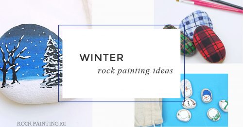 These Winter rock painting ideas you can create while the weather is cold and you're bundled up inside. Use them to decorate, give as gifts, or hide in your city. #rockpainting101