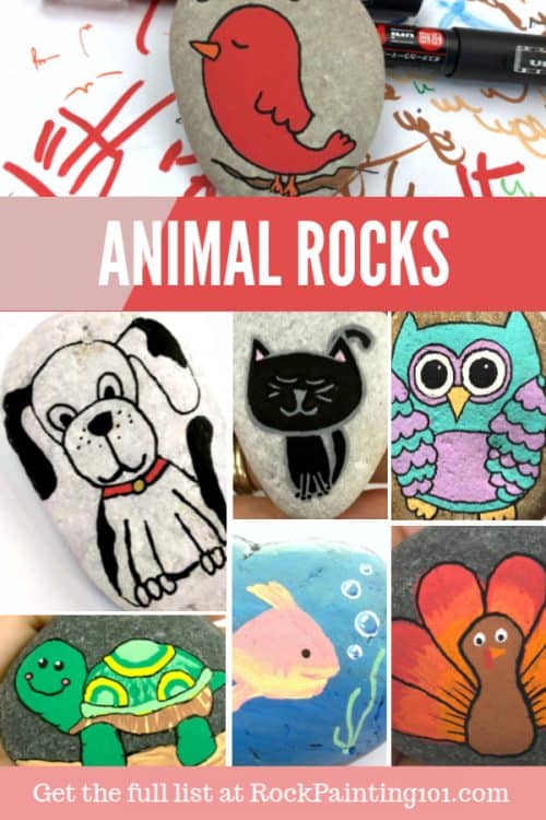 Animal rocks are fun to paint. From adorable bunnies to fun owls, this ever-growing list of animal painted rocks is sure to inspire. Learn how to paint animals on rocks with these step by step video tutorials. #animalrocks #animalpaintedrocks #animalcraft #rockpaintingideas #howtopaintanimalsonrocks #stonepainting #howtopaintrocks #rockpainting101