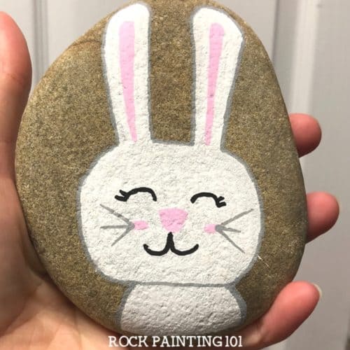 Easter Bunny Rock ~ Easter rock painting ideas for beginners.