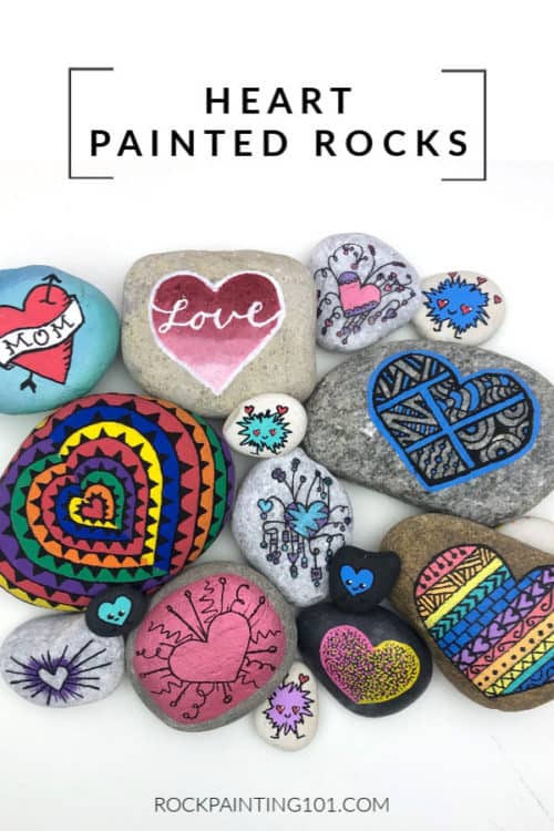 Heart rocks for valentines day, mother's day, kindness rocks, or just a fun rock painting idea! #rockpainting101