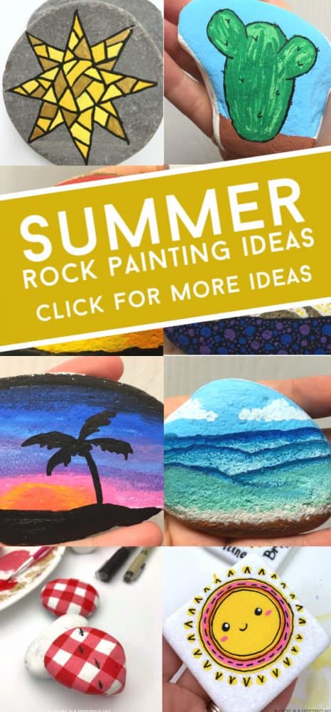 Summer rock painting ideas that are perfect for hiding or gifting. Hide these summer painted rocks in your city or during a long road trip! #summer #paintedrocks #twitchetts