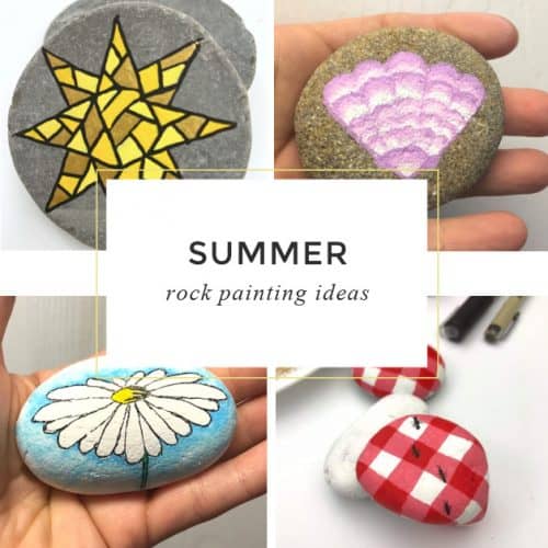 Summer rock painting ideas that are perfect for hiding or gifting. Hide these summer painted rocks in your city or during a long road trip! #summer #paintedrocks #twitchetts