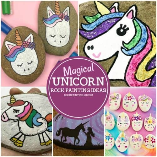 Unicorn rocks that are perfect for beginners. Learn how to paint unicorns with this collection of rock painting ideas!
