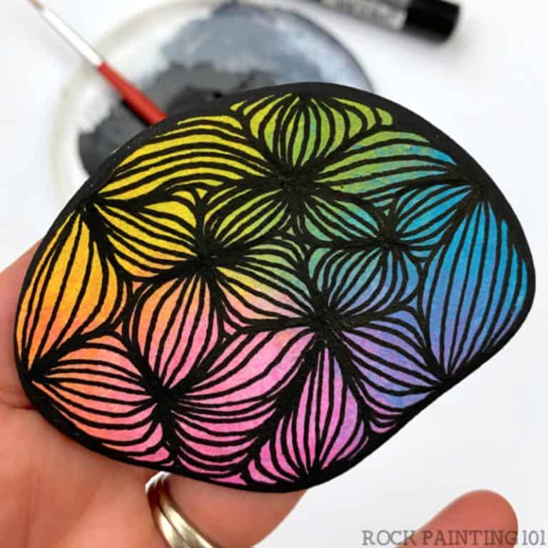 19 easy flower rocks that will make people smile Rock Painting 101