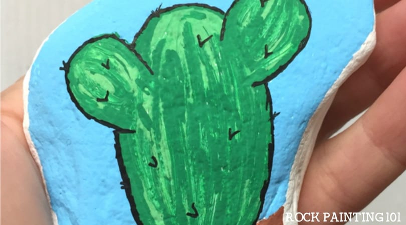 How to paint a cactus to make a fun rock