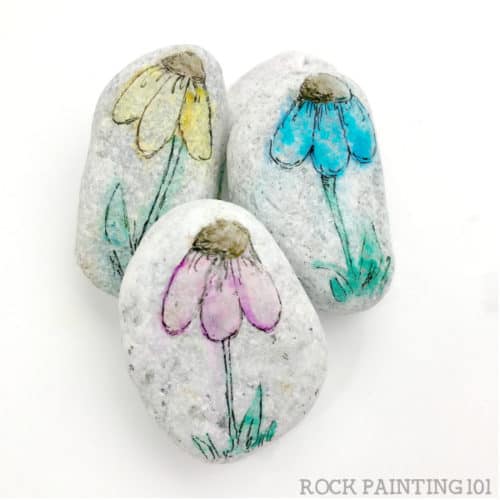 A washed out painting technique that's perfect for rock painting or a beginner art project. This technique uses materials you probably have around the house. You don't even need to own expensive water colors or paint pens!