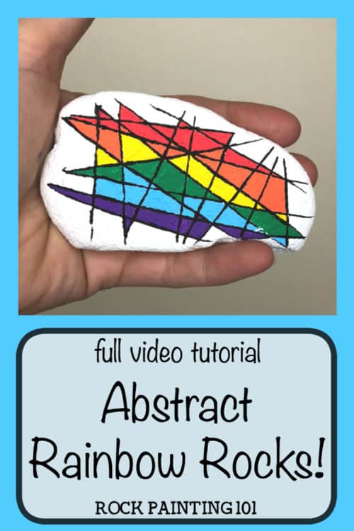 Make a straight line on a rock, even if it's bumpy, with this simple rock painting hack. Use this trick to create a beautiful abstract rainbow painted rock. #rainbowrockpainting #howtodrawastraigtline #howtopaintrocks #rockpaintingideas #rockpaintingforbeginners #stonepainting #abstractrainbow #rockpainting101