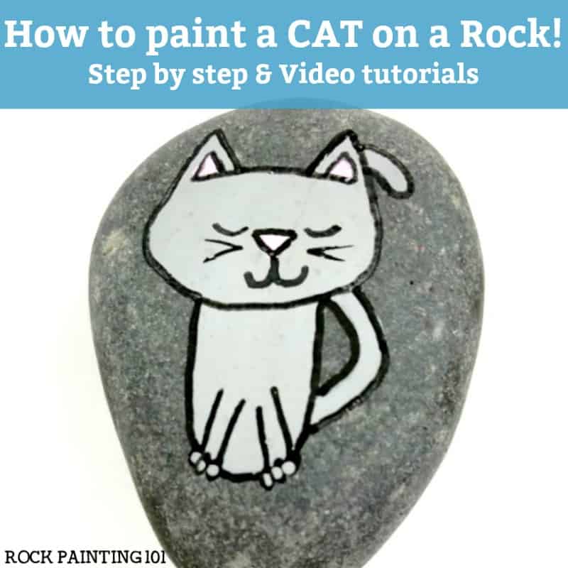 How to paint a cat to make a cute painted rock - Rock Painting 101