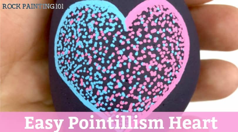How to make an easy pointillism heart painted rock