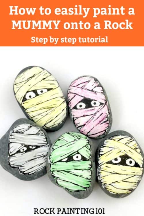 Learn how to draw a mummy on rocks with this fun video tutorial. Grab some paint pens and let's begin this fun spooky Halloween stone painting idea. #halloweenrockpainting #mummy #howtodrawamummy #howtopaintamummy #mummyrocks #rockpaintingideas #paintedrocks #stonepainting #rockpainting101