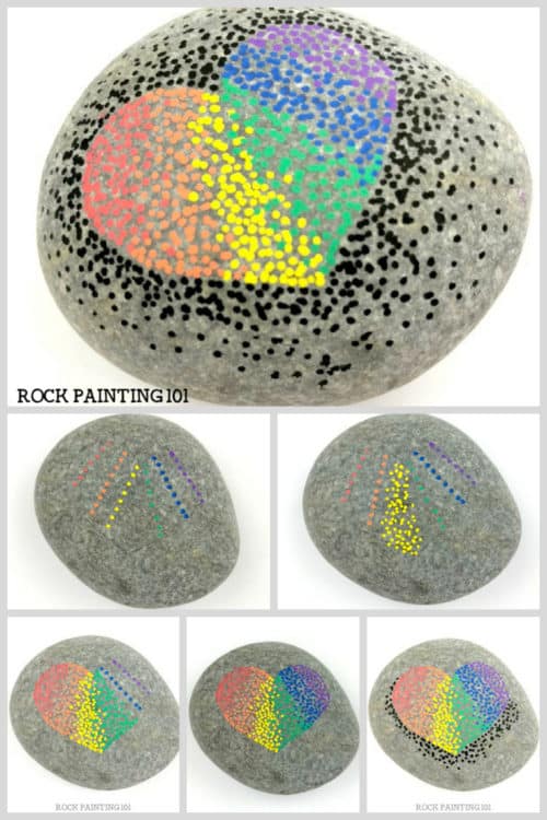 How To Make A Beautiful Rainbow Pointillism Hearts On Rocks Rock