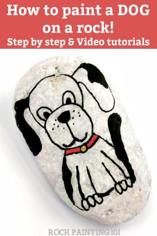 Learn how to paint a dog for a fun and easy painted rock. A style of painting perfect for beginners. Grab your paint pens or paintbrush and let's paint! #dog #paintedrock #howtopaintadog #howtodrawadog #dogrocks #videotutorial #rockpainting101