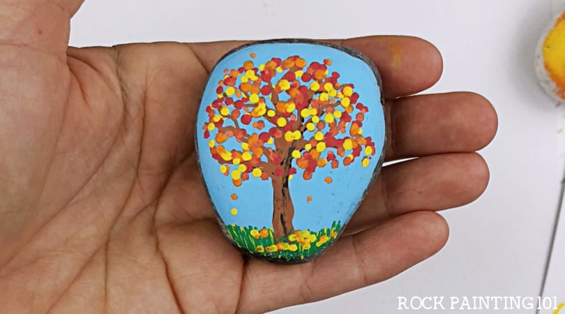How to use dot painting to make beautiful fall trees