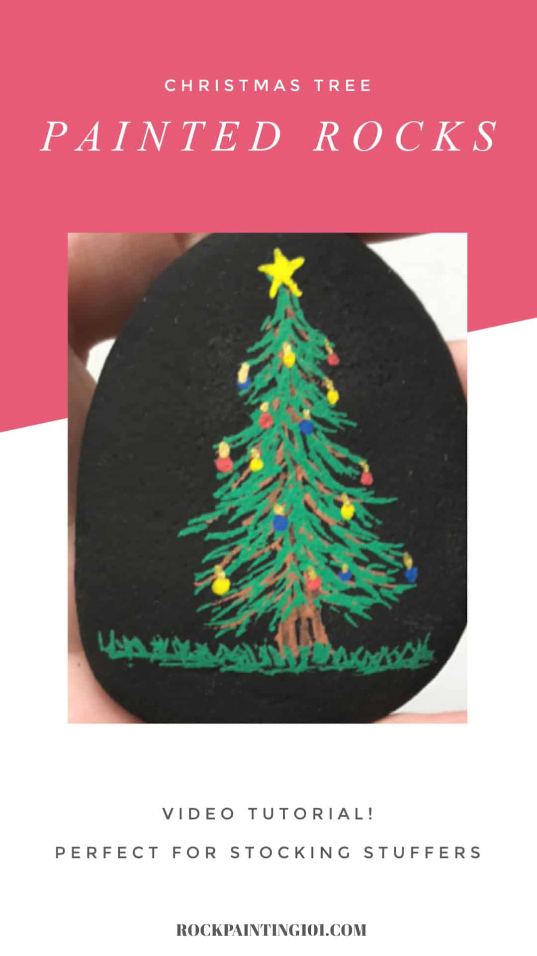 How to paint a Christmas tree to make fun holiday rocks