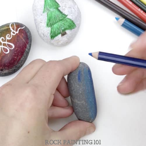 Use Colored Pencils to make a base coat on rocks-