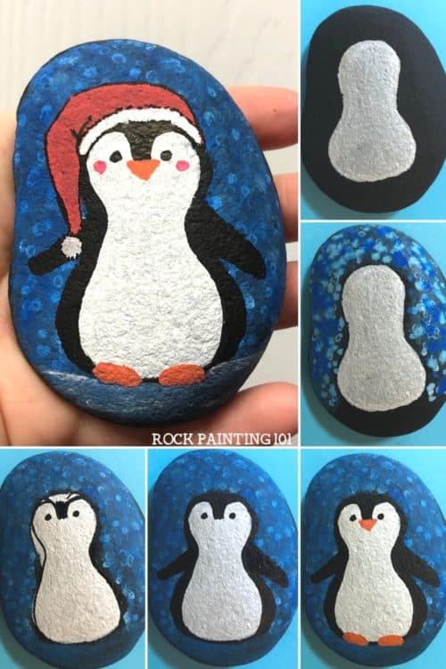 Learn how to draw a penguin for an adorable winter painted rock. Using a block painting process, you'll be able to create this cutie even as a beginner! #penguin #rockpainting #winter #animals #howtodraw #howtopaint #videotutorial #rockpaintingforbeginners #rockpainting101