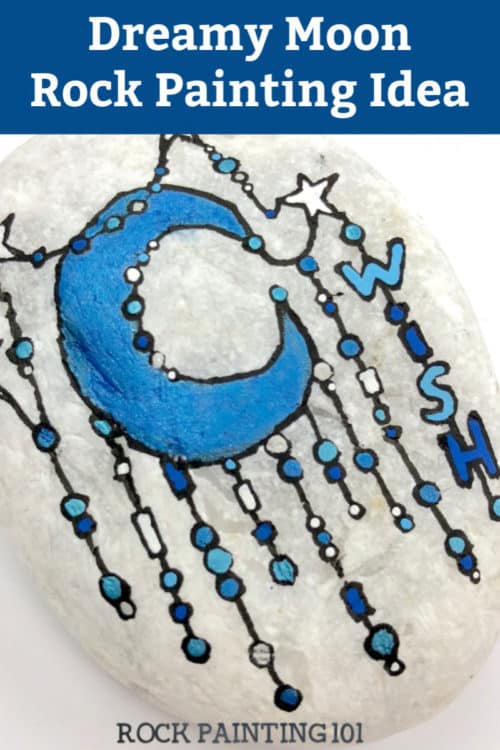 Create dreamy moon rocks using the zendangle technique. This style of rock painting is perfect for beginners and are so much fun to make. #moonrocks #starrocks #zendangle #rockpainting #paintedrocks #howtopaintrocks #rockpainting101