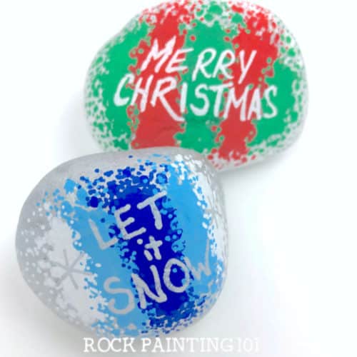 This dot painting backdrop is perfect for painted rocks. Great for adding a holiday message or making a kindness rock. #dotpainting #basecoat #background #backdrop #howtopaintrocks #rockpaintingideas #kindnessrocks #holidayrocks #tutorial #letitsnow #merrychristmas #rockpainting101