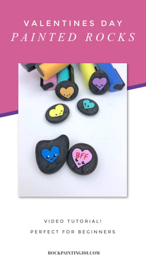 Paint these simple smiling hearts onto rocks and you have an adorable Valentine's Day rock painting idea! #rockpainting101