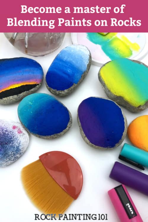 Become a master of blending paints on rocks. Tutorials for blending with acrylic paints, using paint pens to blend, even spray paint! Create fun backgrounds on your rocks with these easy tutorials. #rockpainting101