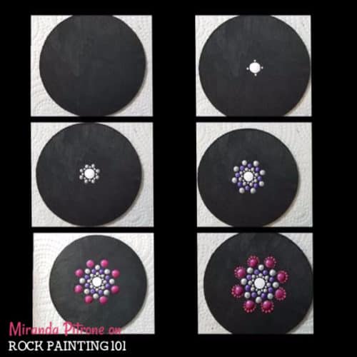 How to create dot mandala rocks step-by-step. Rock painting tutorial for dot mandalas for beginners.