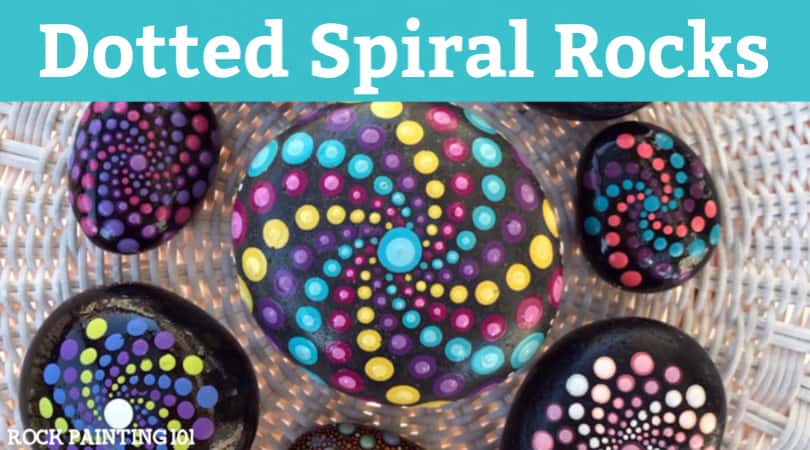 How to easily make a spiral dot painted rock