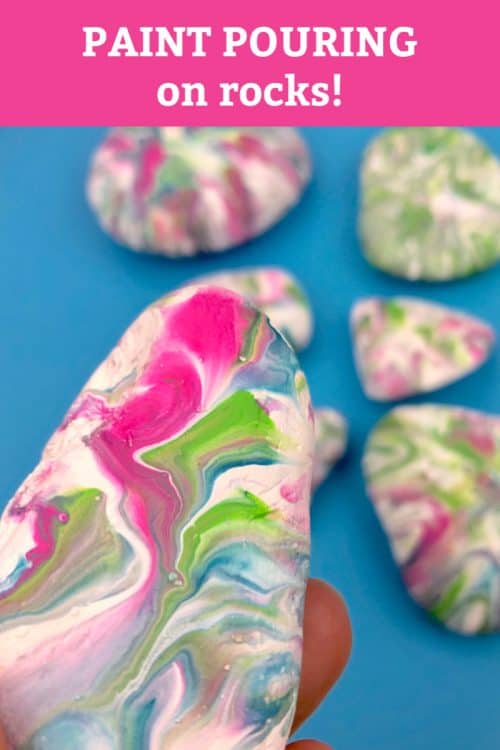 This collection of pour painting techniques that is perfect for rock painting. This style may seem intimidating. But with these tips, you'll be pouring like a pro. #rockpainting101