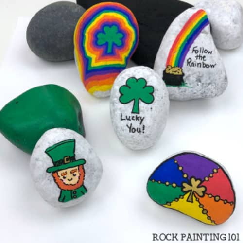 Create fun St Patricks Day painted rocks that are perfect for hiding, giving, or decorating this March.
