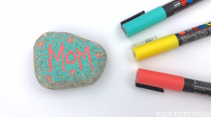 Pointillism Mom Rock Painting Design
