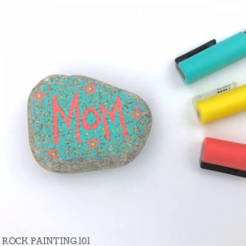 Using a pointillism technique you can create this wonderful mother's day rock!