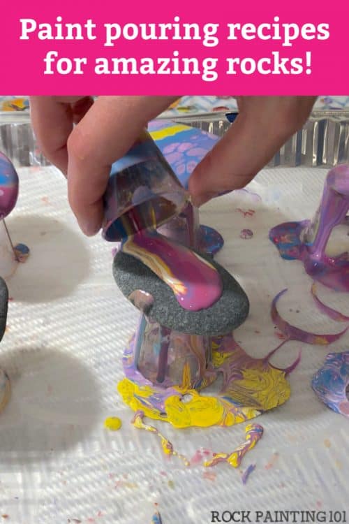 Getting the right pour painting recipe is essential to mastering this fun and unique rock painting technique. #rockpainting101