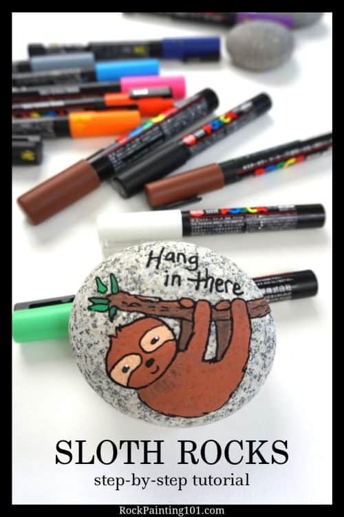 Learn how to paint this adorable sloth! This animal rock is perfect for rock painting beginners.