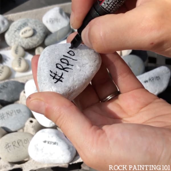 Adding a Hashtag to your Rock Rock Painting 101