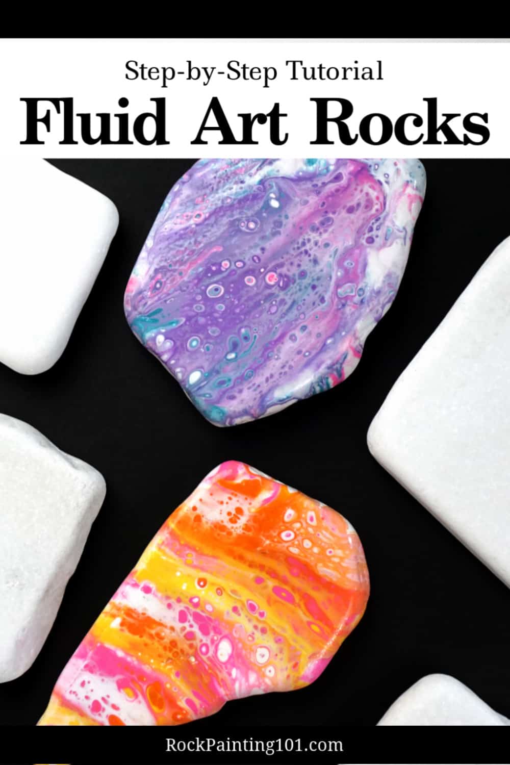 How to use the acrylic pour swipe method on rocks Rock Painting 101