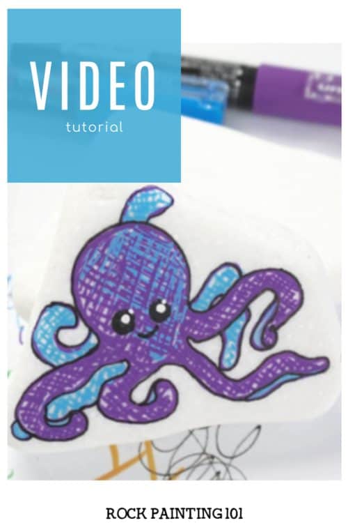 Octopus painted rock tutorial. Learn how to paint an octopus rock. #rockpainting101