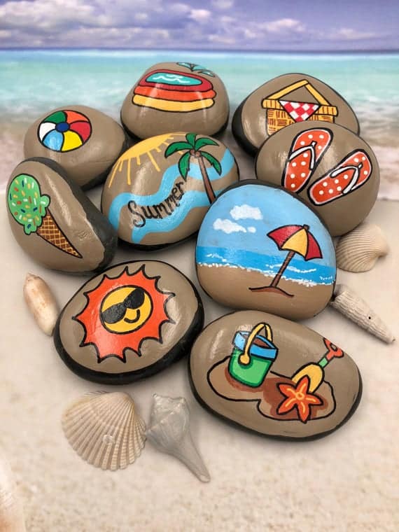 Beach Time Painted Rocks