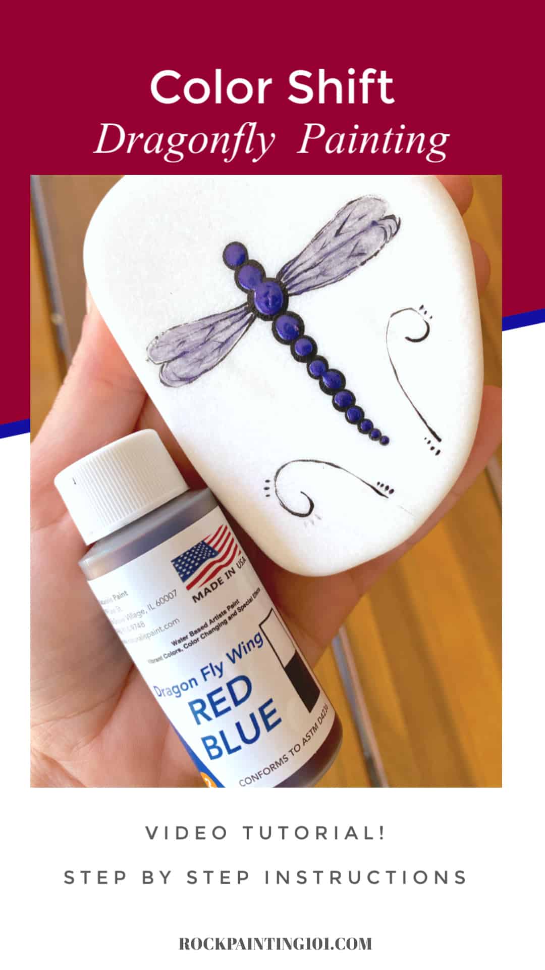 In today's tutorial we are teaching you how to paint dragonfly rocks. This tutorial is perfect for the rock painting beginner and features a beautiful color shift paint from Naturalis Paint that really makes these dragonflies sparkle! #rockpainting101 #drqagonfly #colorshif
