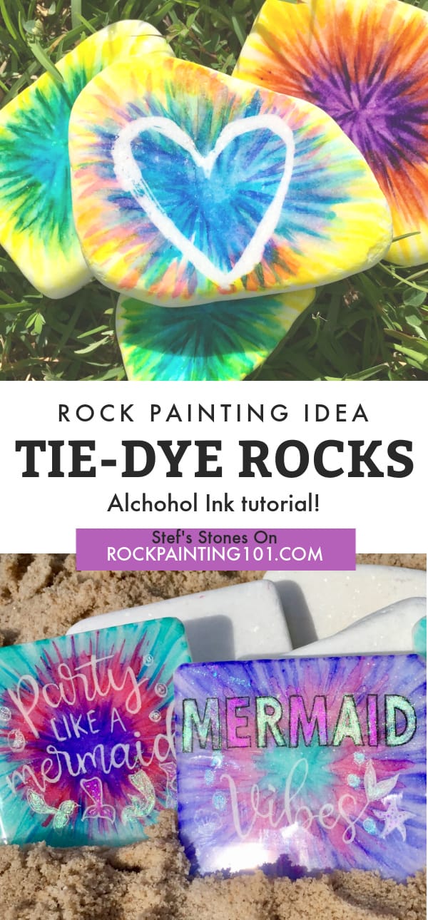 How to Paint Tie Dye Rocks with Alcohol Ink Rock Painting 101