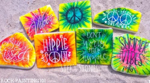 How to paint tie dye with alcohol inks on stones