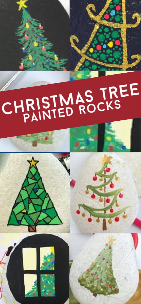 10 Painted Christmas Trees on rocks Easy Designs for Beginners Rock