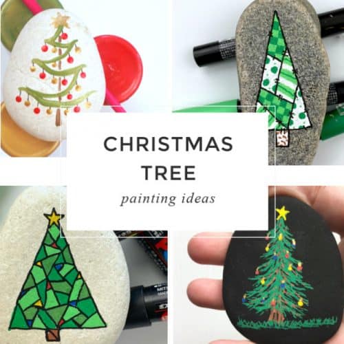 painted christmas tree rock painting designs
