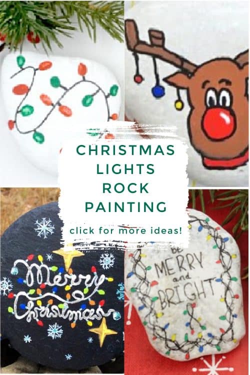 These Christmas lights painted on rocks are perfect for your holiday rock painting. Use them to decorate your Christmas table, give them as stocking stuffers, or hide them around your neighborhood. #rockpainting101 #christmaslights #christmas #paintedrocks