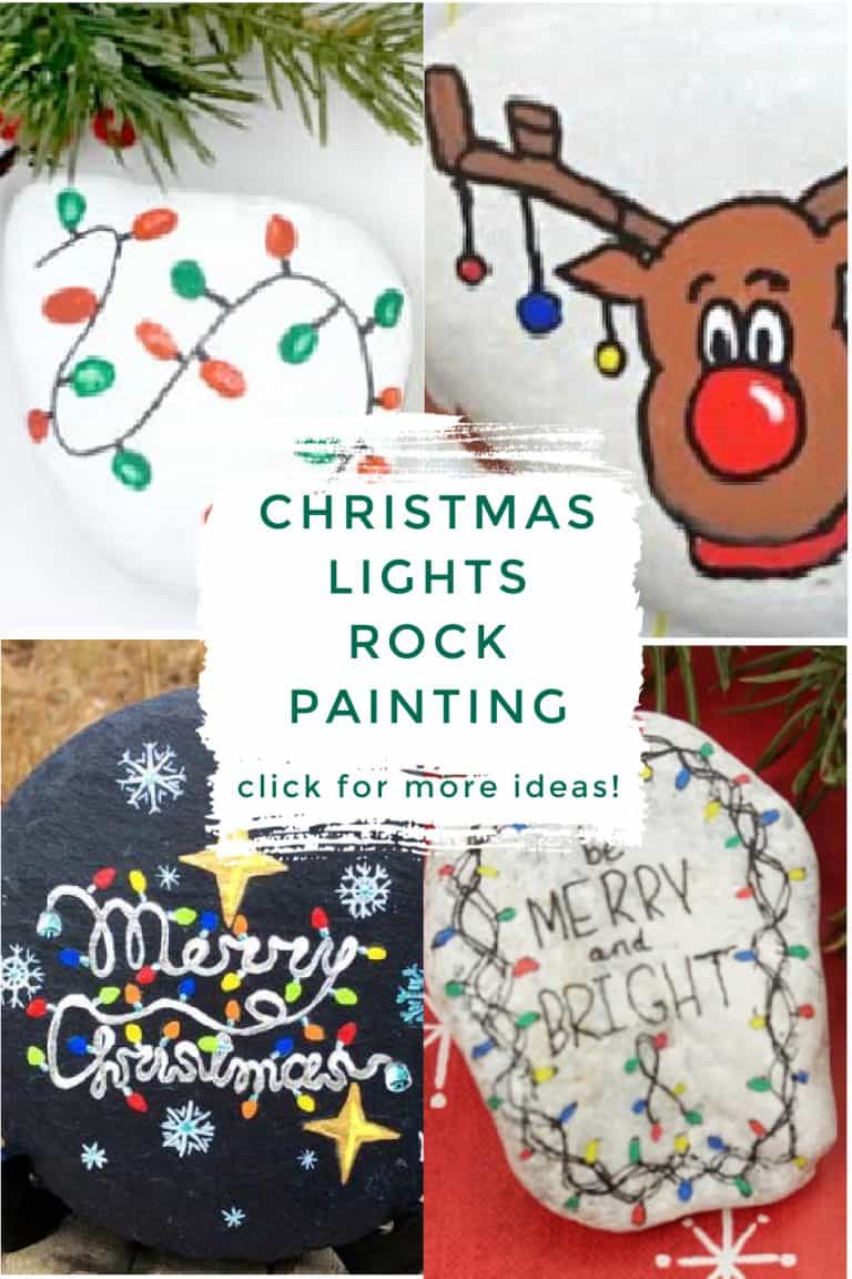 9 easy ideas for Christmas lights painted on rocks Rock Painting 101