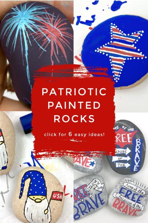 Show your pride with these easy patriotic painted rocks. Each tutorial will help you create the perfect rocks for the 4th of July, Memorial Day, Veterans Day, or any other time you want to show off your national pride. Hide them in your town or give them to your favorite Vet. #patriotic #4thofjuly #memorialday #paintedrocks #rockpainting101