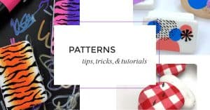 Images of patterns painted on rocks. Text reads: "Patterns. Tips, tricks, and tutorials"