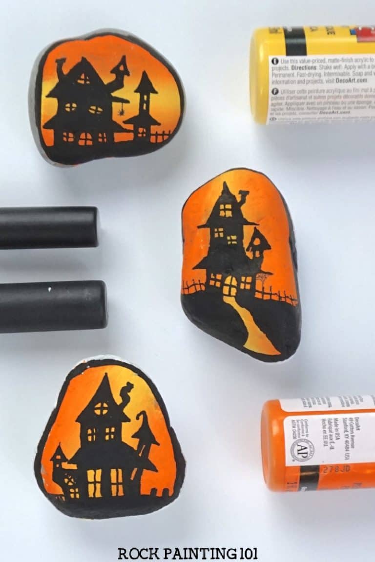 How to Paint a Haunted House Rock Painting 101