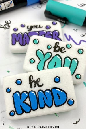 How to Paint Bubble Letter Kindness Rocks - Rock Painting 101