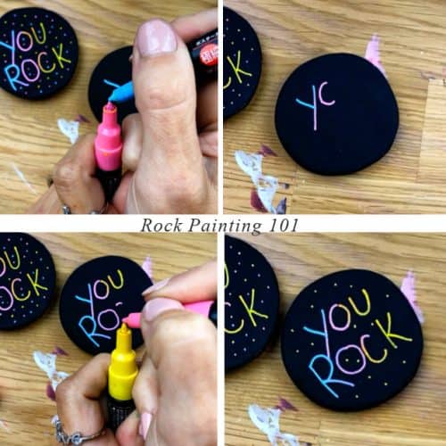 step by step blended paint pen word rocks
